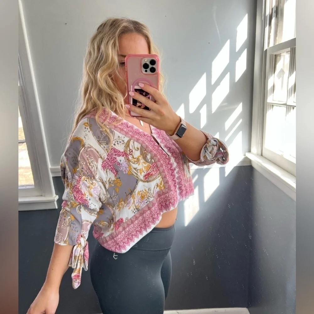 Free People Paisley Floral Boho Top XS